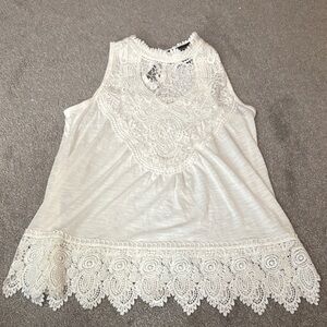 Hippie Elegant White Lace Trim Women's Top